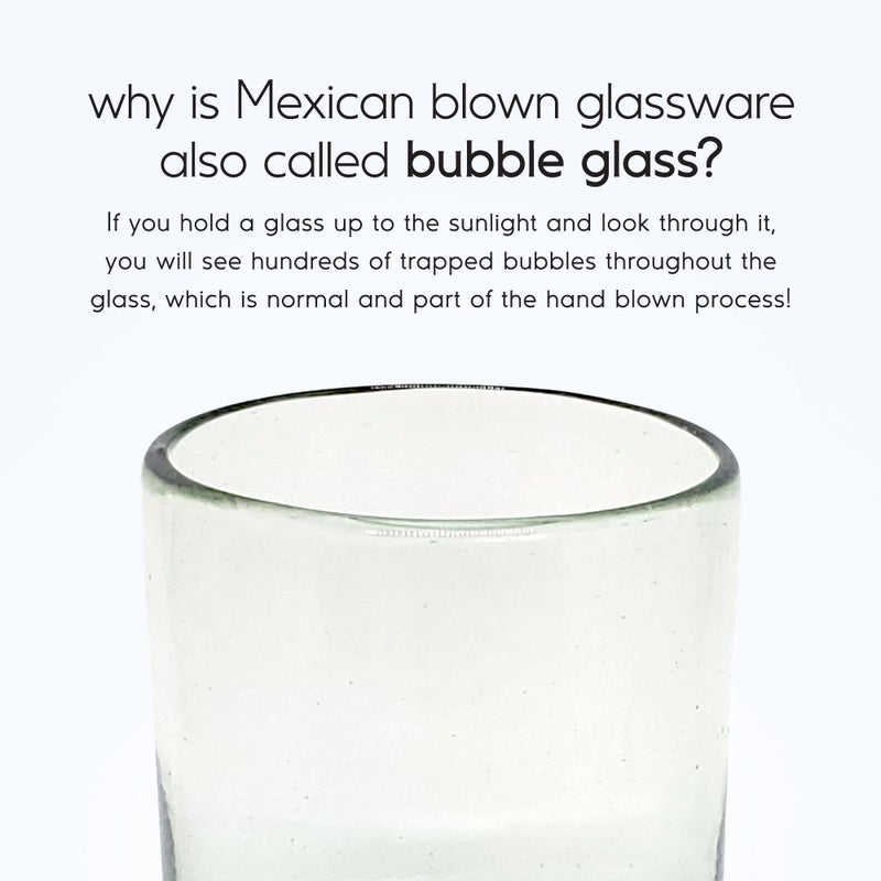 MexHandcraft Clear 10 oz Tumblers (set of 6), Hand Blown Mexican Glassware, Recycled Glass Drinking Glasses, Lead-Free, Cocktail Margarita Glasses, Wine Glasses, Shot Glasses, Whiskey Glasses (Tumbler) - Image 3